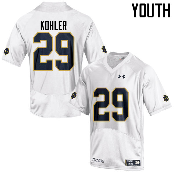 Youth #29 Sam Kohler Notre Dame Fighting Irish College Football Jerseys-White